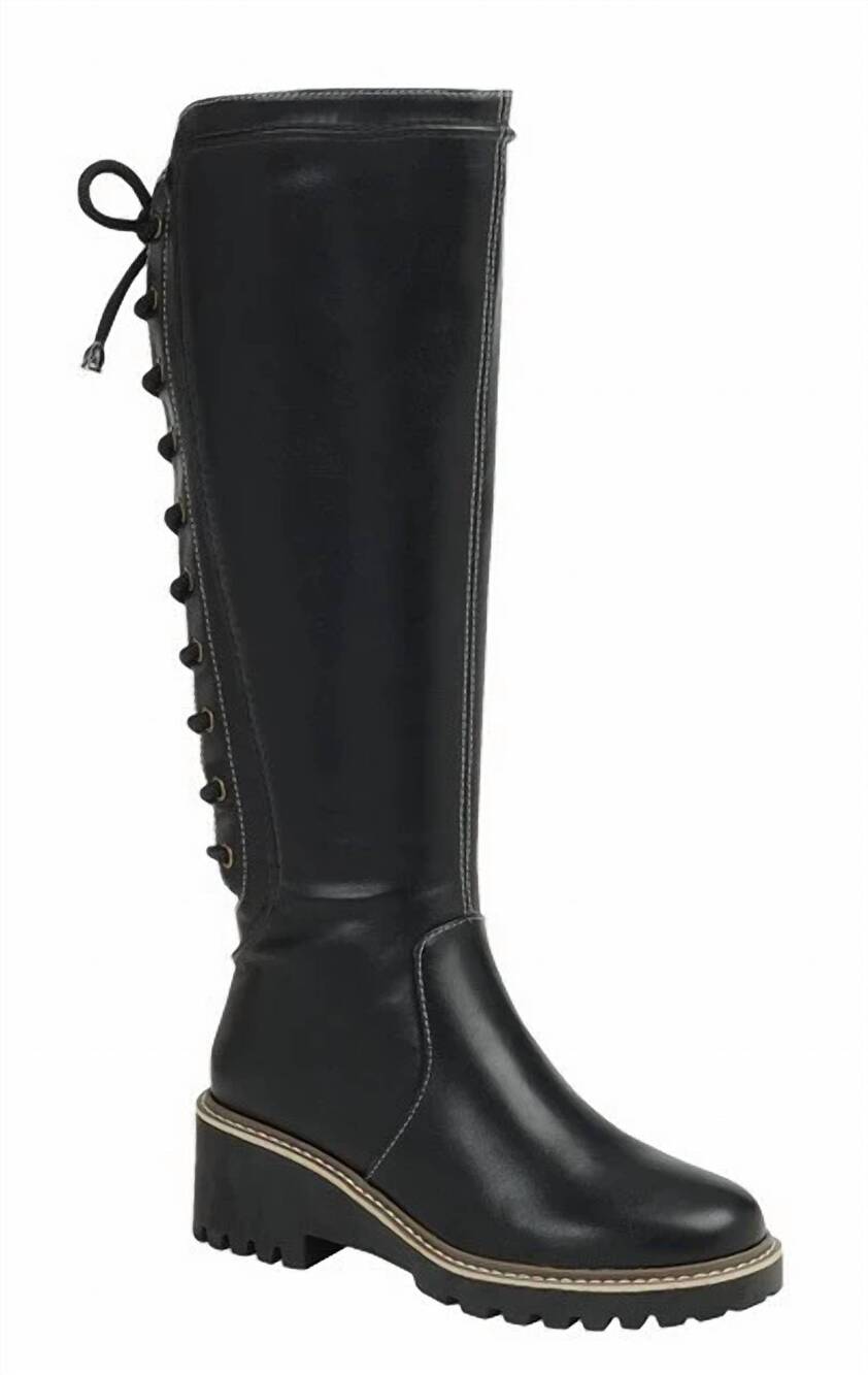 NEW LA BIJOUX women's lace up heeled boots in noir